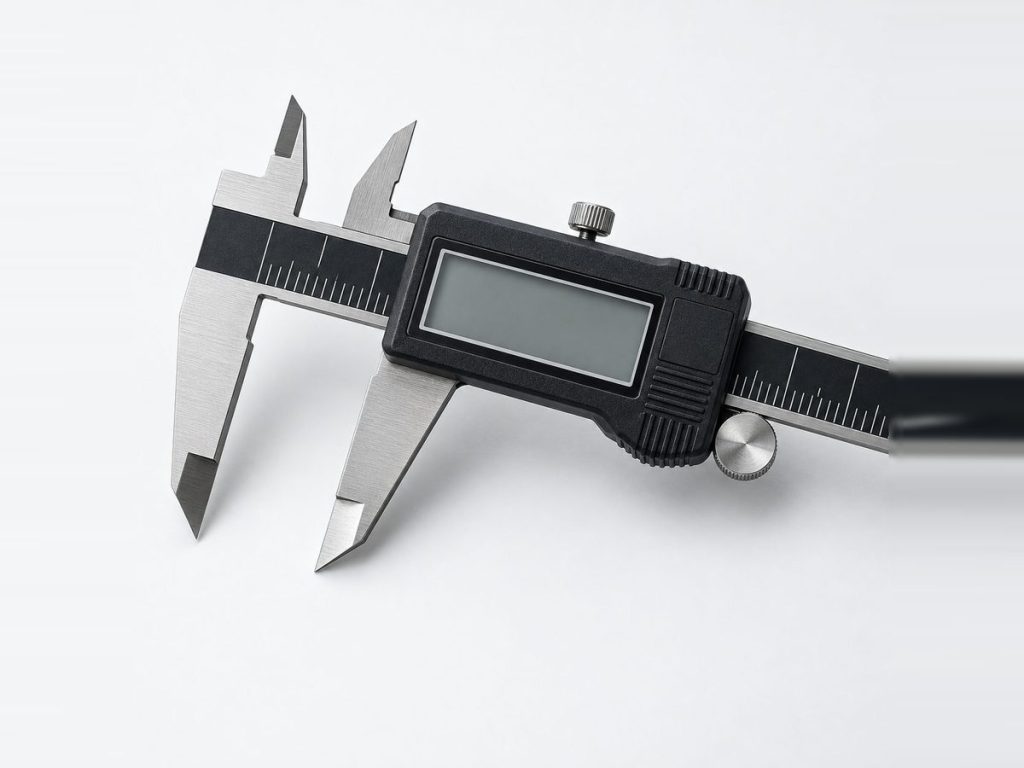 Digital caliper with a stainless steel body and LCD readout