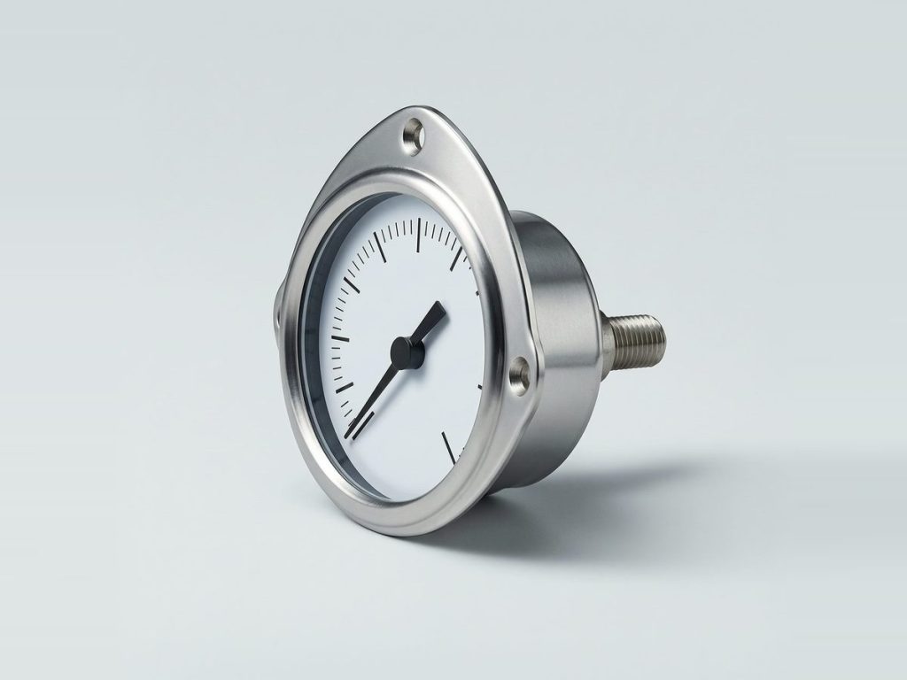 Panel mount pressure gauge with a front bezel flange