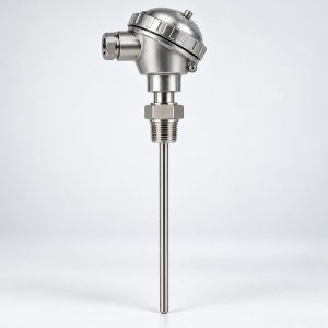 Stainless steel temperature probe with a threaded fitting